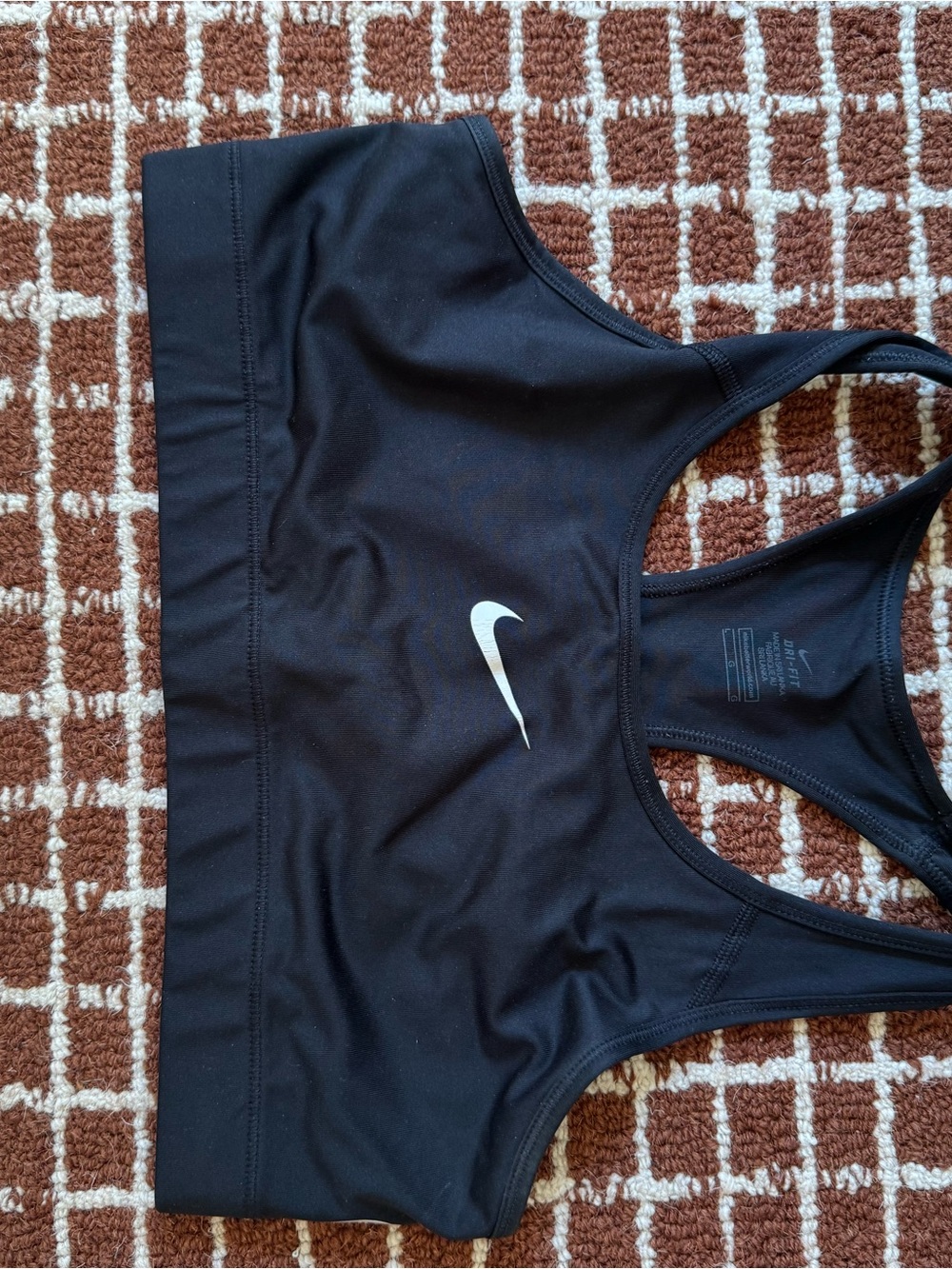 Nike Black Sports Bra with White Swoosh Logo - SoulCycle